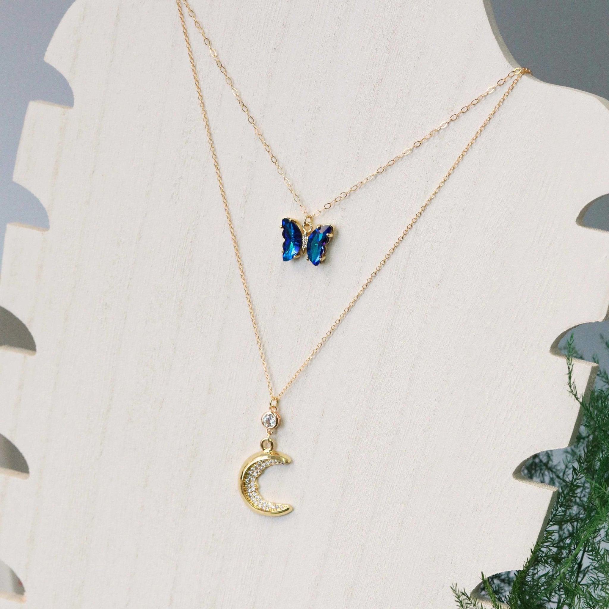 Crystal Crescent Moon Necklace - The Gilded Witch