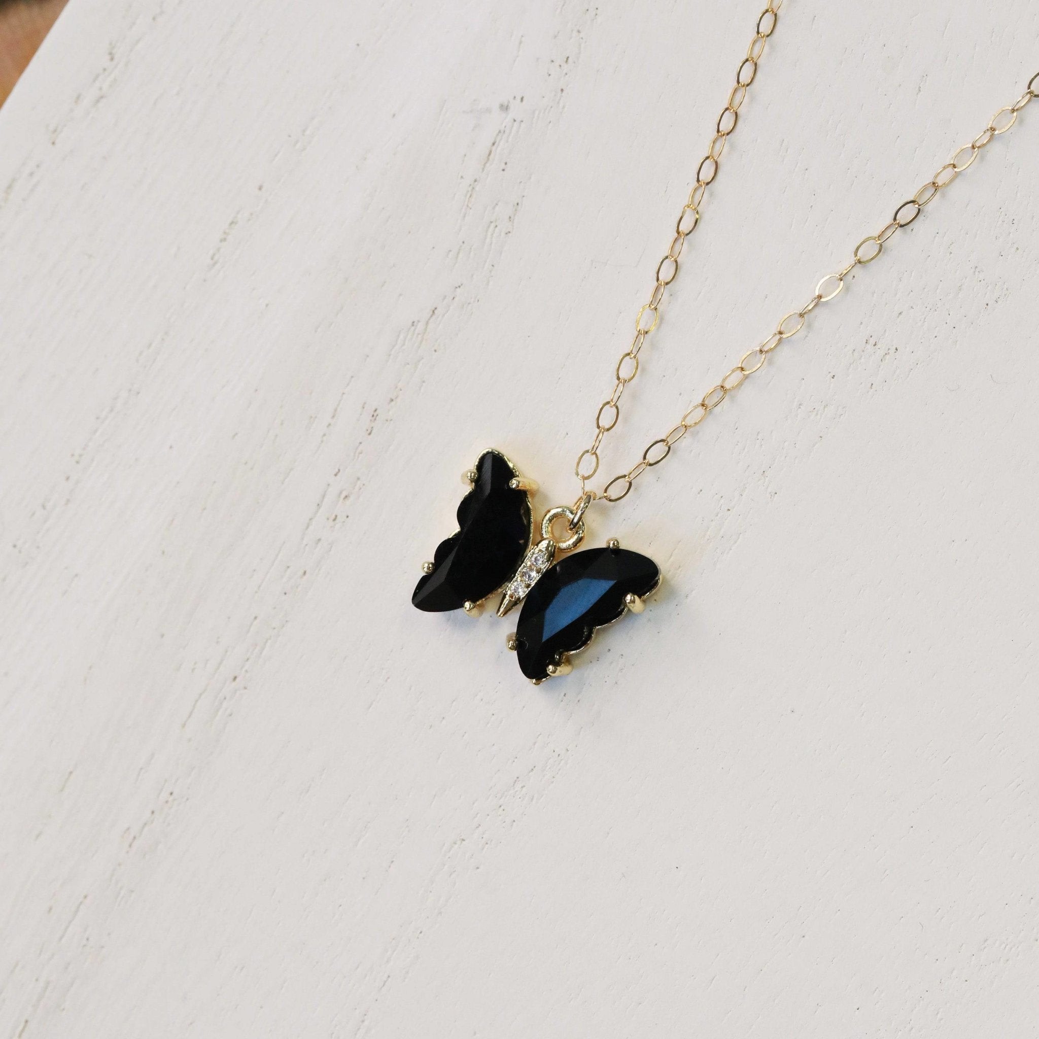 Crystal Butterfly Necklace - Gold - The Gilded Witch