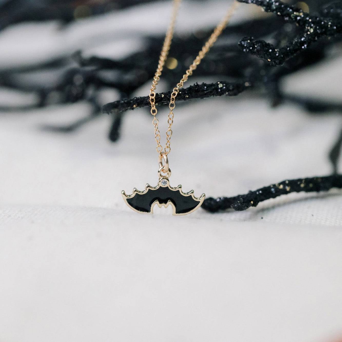 Dainty Bat Necklace - The Gilded Witch