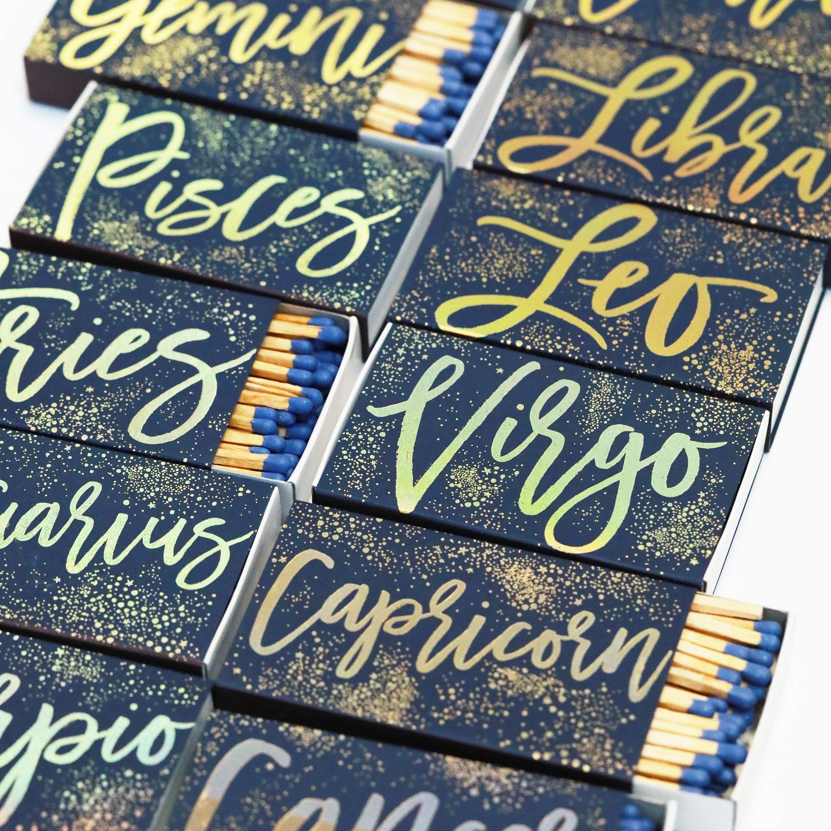 Aquarius Zodiac Matchbook - Extra Large 4.5" Cigar Matches - The Gilded Witch