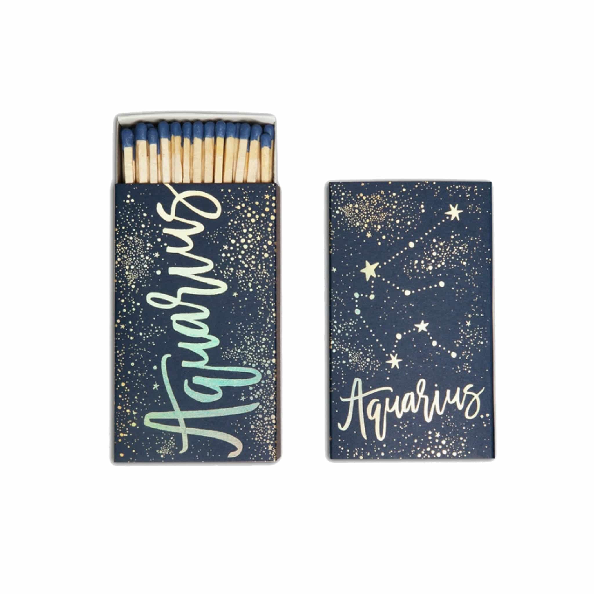 Aquarius Zodiac Matchbook - Extra Large 4.5" Cigar Matches - The Gilded Witch