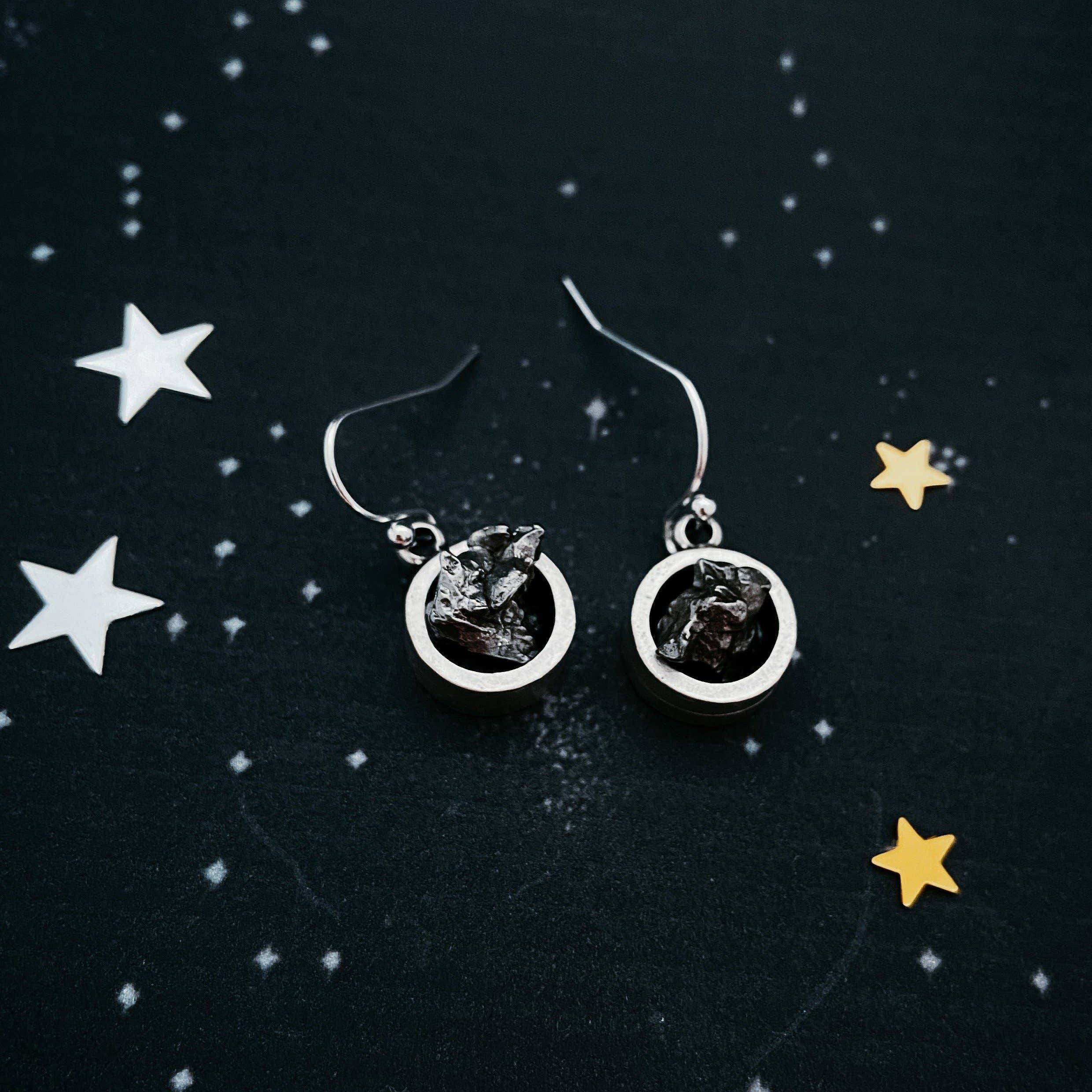 The Tau Drop Earrings - Meteorite Jewelry - The Gilded Witch
