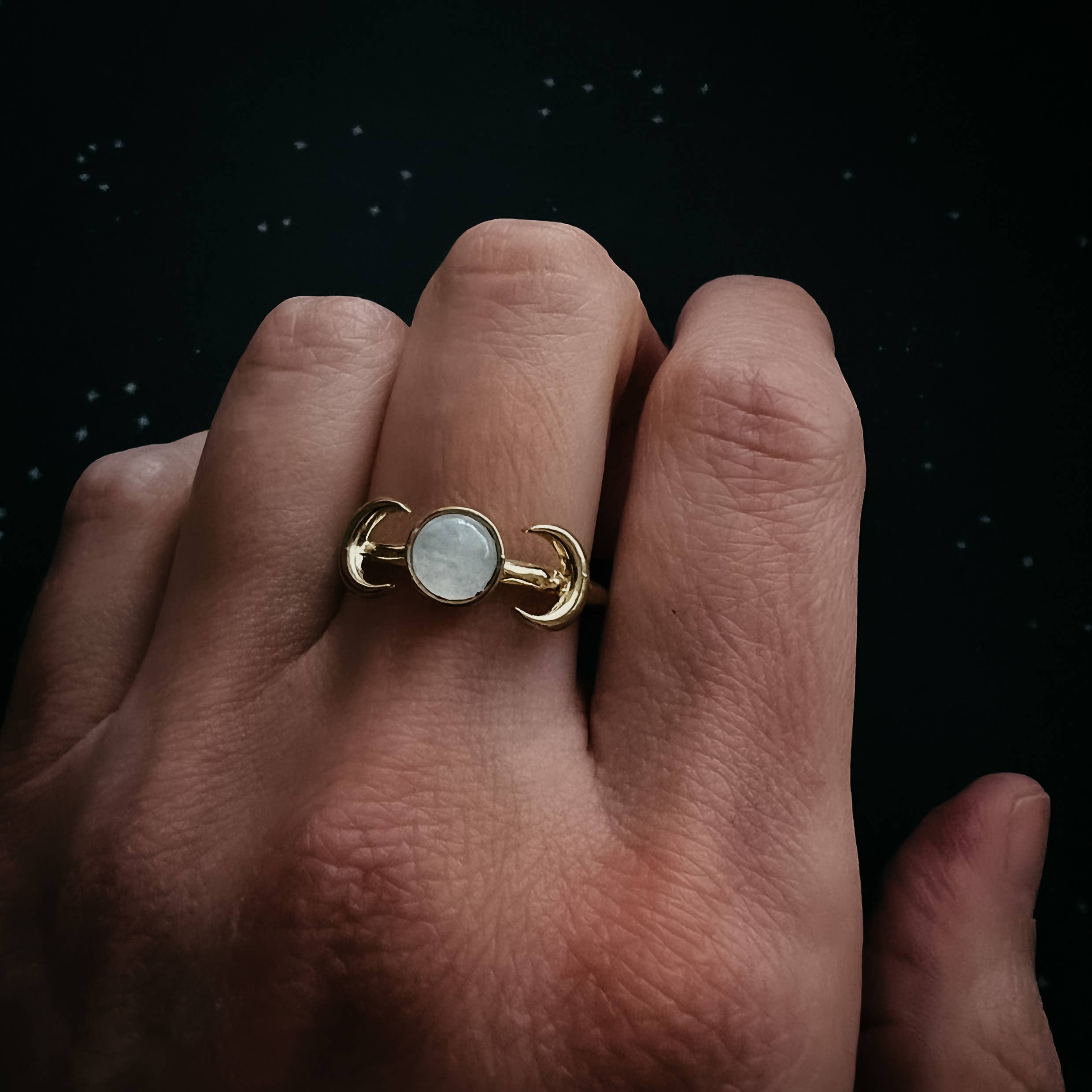 Lunar Witch Moonstone Ring - The Gilded Witch